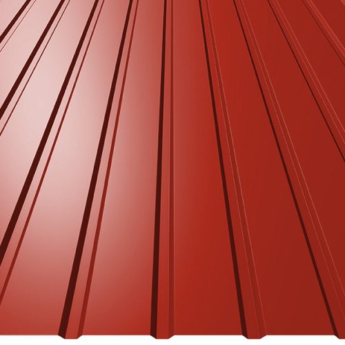 T8 trapézlemez, RAL3000 fényes (egyoldalas tűzpiros) - fal profil - vtg.: 0,50mm