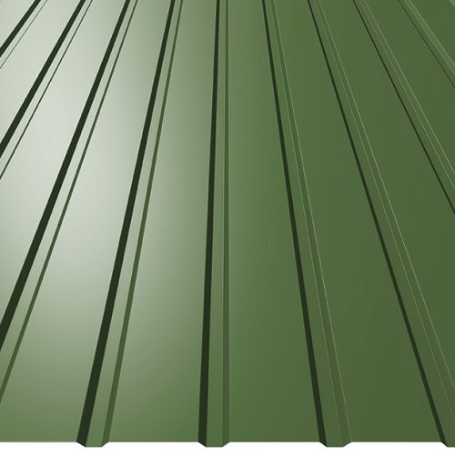 T8 trapézlemez, RAL6011 fényes (egyoldalas rezeda zöld) - fal profil - vtg.: 0,50mm
