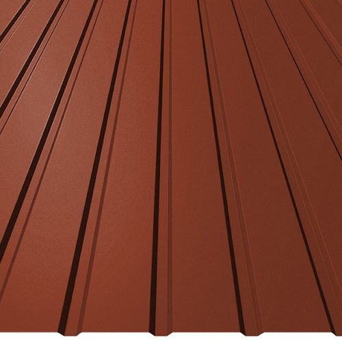 T8 trapézlemez, RAL8004 matt (egyoldalas téglavörös) - fal profil - vtg.: 0,40mm