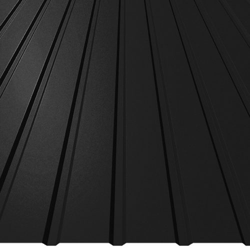 T8 trapézlemez, RAL9005 matt (egyoldalas fekete) - fal profil - vtg.: 0,50mm