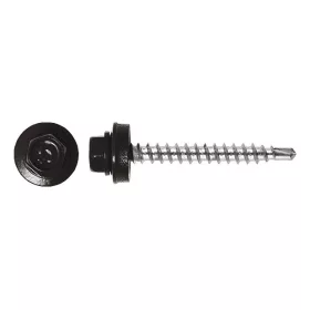  Rögzítő csavar fához, RAL8019 fényes (szürkésbarna) - 4,8*35mm - 50db