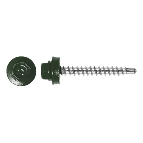 Rögzítő csavar fához, RAL6020 fényes (krómzöld) - 4,8*35mm - 50db